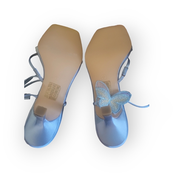 MISS GUIDED Blue Butterfly Sandal Heels - Size 5 / 35 - Picture 5 of 5